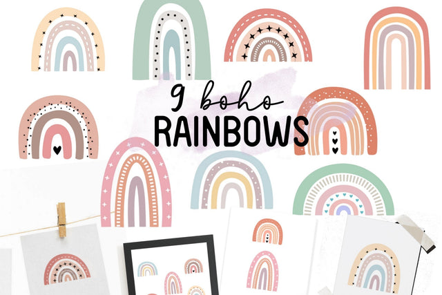 Boho Rainbow SVG cut file-Rainbow Illustrations SVG Deepa 