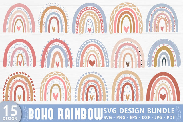 Boho Rainbow SVG Design Bundle SVG FiveStarCrafting 