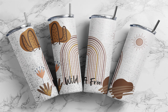 Boho Rainbow Tumbler Template, Boho Wild and Free 20oz Skinny Tumbler, Boho Cactus Tumbler Png, Boho Western Design Png, Boho Sublimation Design, Instant Download Sublimation Rabbitmakies 