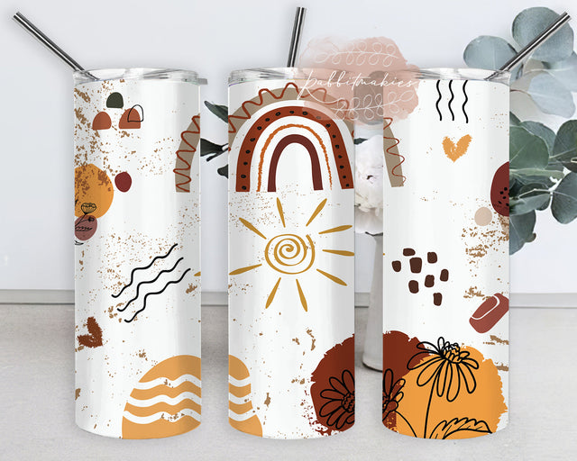 Boho Rainbow Tumbler Wrap, Abstract Boho 20oz Tumbler Template, Boho Sun Tumbler Png, Boho Floral Design Png, Boho Sublimation Design for Straight, Digital Download Sublimation Rabbitmakies 