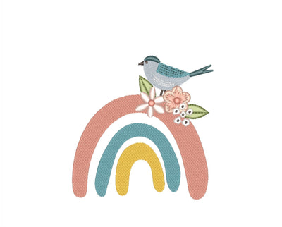 Boho Rainbow with flowers Embroidery Design, 3 Sizes Embroidery/Applique DESIGNS Nino Nadaraia 