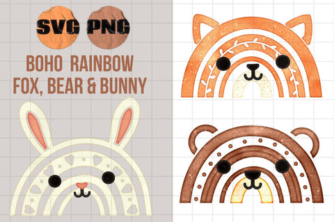 Boho Rainbow Woodland Animal Clipart | Forest Creatures Graphics SVG AlexandHer Digital Art 