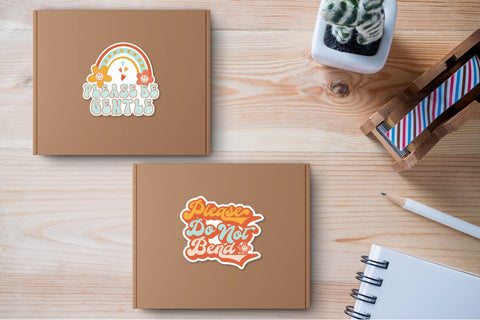 Boho Retro Smiley Face Thank You for Your Business PNG Stickers Bundle SVG Elsie Loves Design 