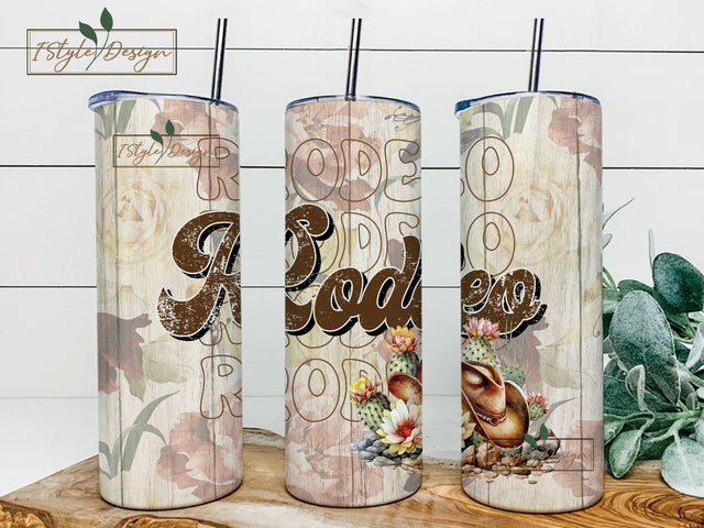 Boho Rodeo Cowgirl Hat Tumbler Design, Floral Western Tumbler PNG Sublimation Designs Downloads Sublimation iStyleDesign 