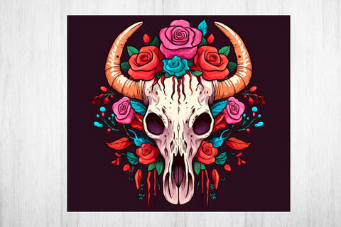 Boho Scull PNG Tumbler Sublimation. Tumbler Wrap 20 oz Sublimation Samaha Design 