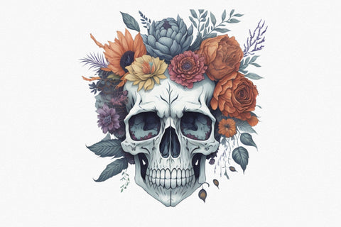 Boho Skull Floral Watercolor Clipart Sublimation Rupkotha 