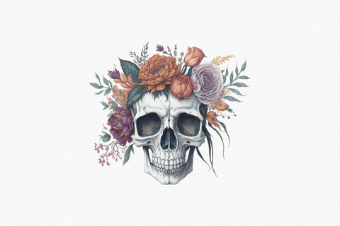 Boho Skull Floral Watercolor Clipart Sublimation Rupkotha 
