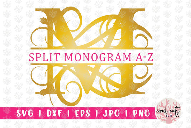 Boho Split Monogram - Alphabets A to Z - EPS SVG DXF JPG PNG SVG CoralCutsSVG 