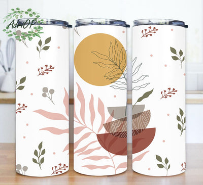 Boho Style 20oz Tumbler Png, Boho Leaves Tumbler Wrap, Boho Tumbler With Lid And Straw, Sublimation Design for Straight, Digital Download Sublimation AdriOP 