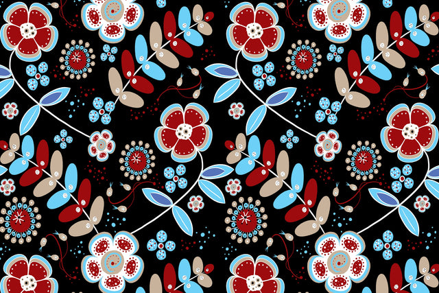 Boho Stylised Flowers - Svg Jpg Seamless Repeating Pattern SVG Karma Genie Graphics 