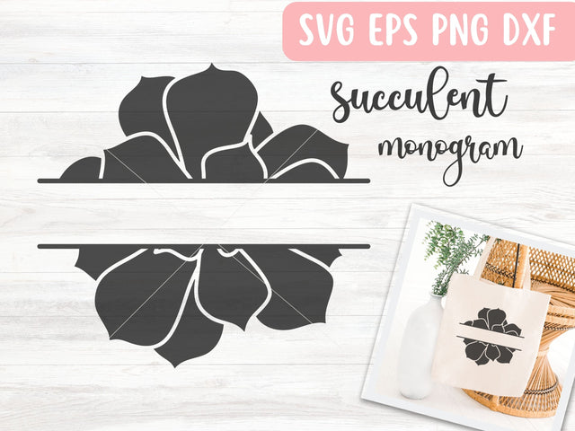 Boho Succulent Spilt Monogram Frame for Names SVG Cut File for Cricut or Silhouette SVG Apple Grove Designs 