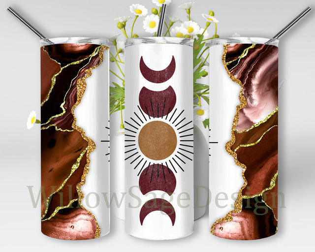 Boho Sun Moon 20oz Tumbler Wrap, Boho Tumbler Png, Boho Glitter Design Tumbler Template, Boho Western Sublimation Design, Instant Download Sublimation WillowSageDesign 