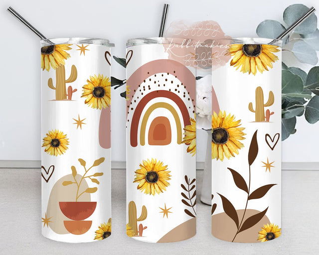 Boho Sunflower 20oz Skinny Png, Boho Rainbow Tumbler Png, Boho Tumbler Design, Boho Tumbler Sublimation Designs, Digital Download Sublimation Rabbitmakies 