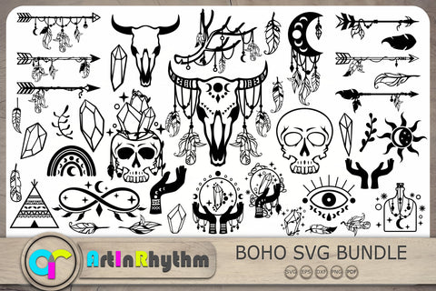 Boho Svg, Boho Svg Bundle, Boho Cow Skull Svg, Arrow Svg SVG Artinrhythm shop 