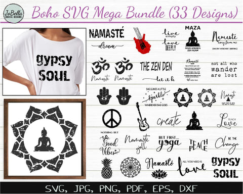 Boho SVG Bundle, Sublimation Designs and Printables SVG JoBella Digital Designs 
