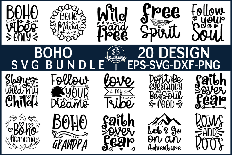 boho svg bundle vol 4 SVG buydesign 
