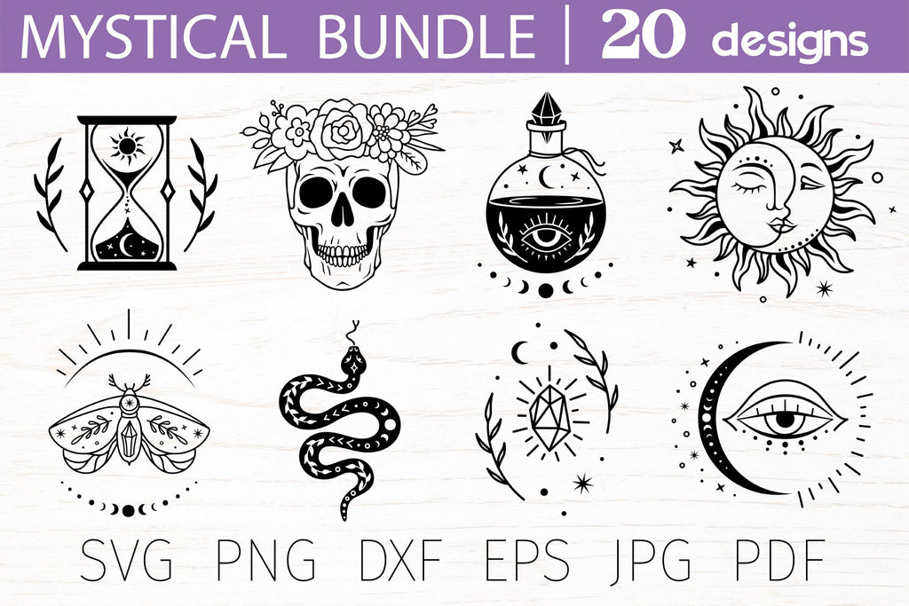 Boho svg bundle, witchcraft bundle, mystical svg, magic svg - So Fontsy