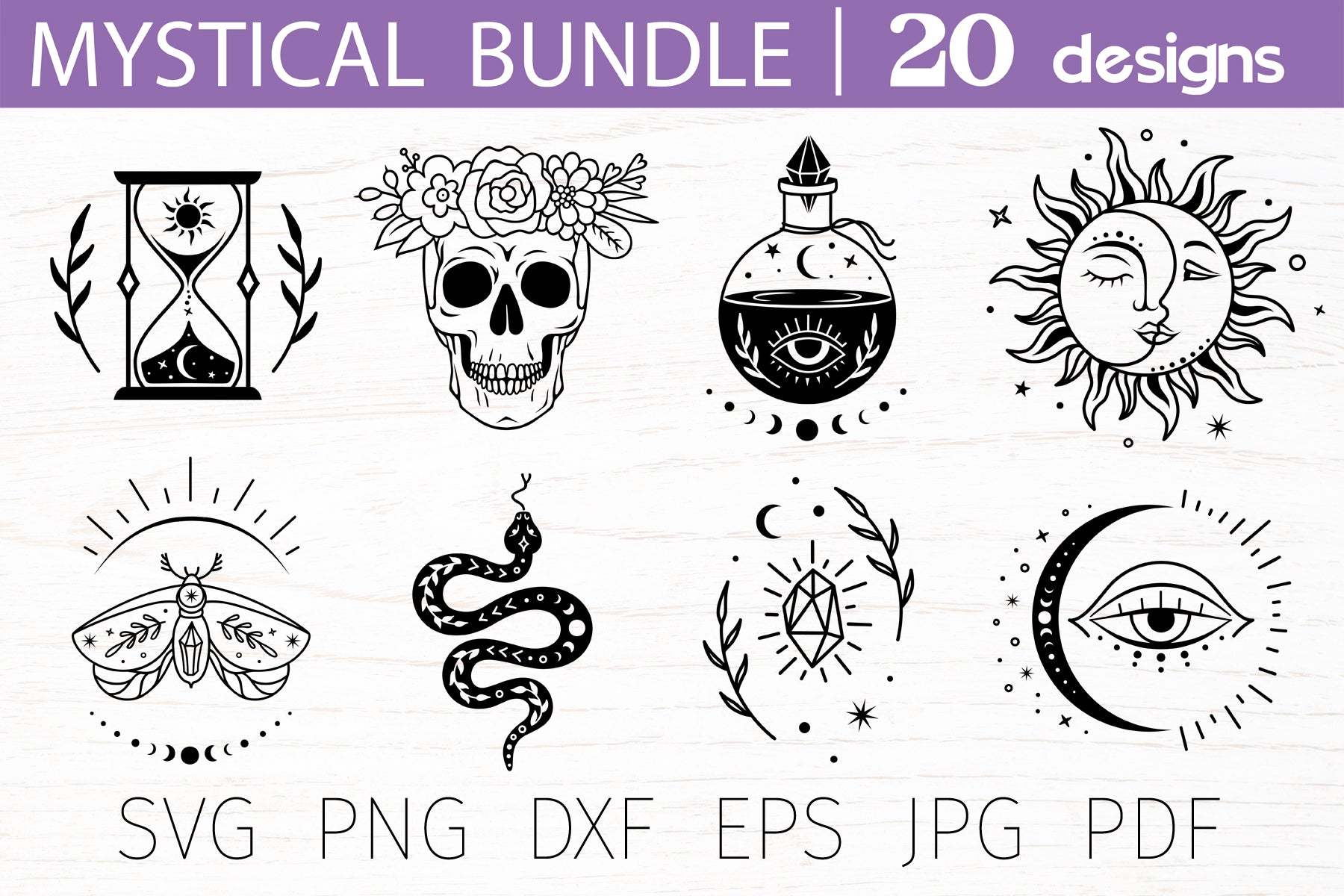 Boho svg bundle, witchcraft bundle, mystical svg, magic svg - So Fontsy