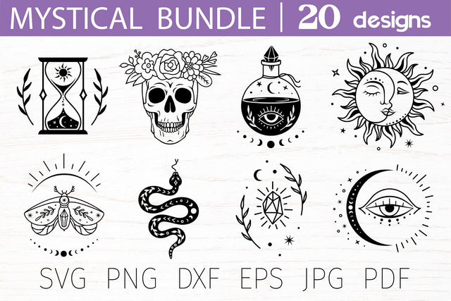 Boho svg bundle, witchcraft bundle, mystical svg, magic svg SVG Digital Rainbow Shop 