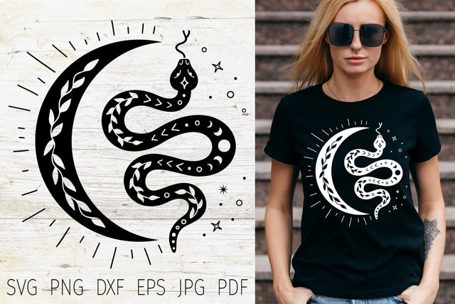 Boho svg snake and moon. Wich, magic, mystical svg tshirt SVG Digital Rainbow Shop 
