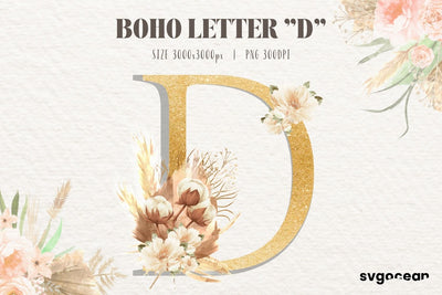 Boho Table Letter D Sublimation SvgOcean 