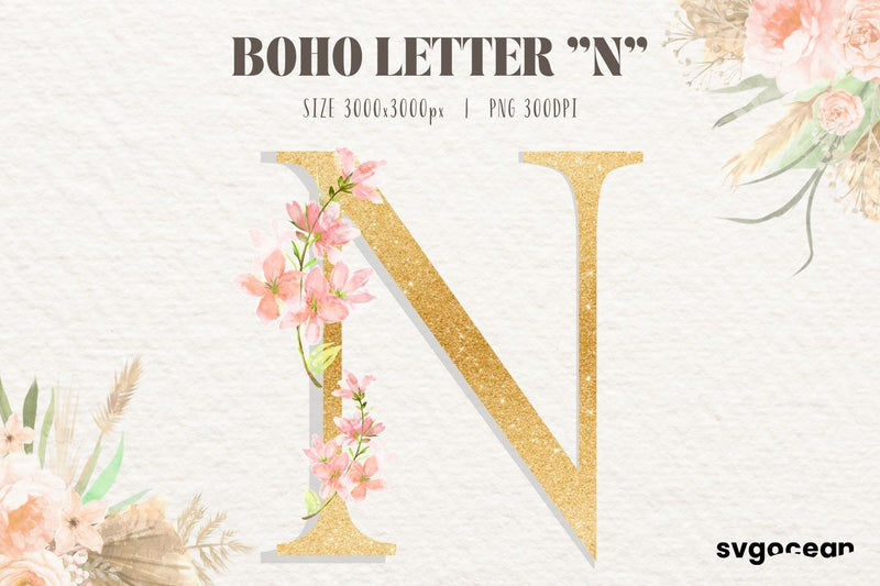Boho Table Letter N Sublimation SvgOcean 