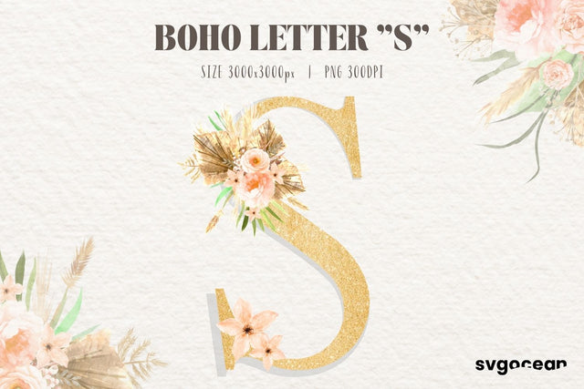 Boho Table Letter S Sublimation SvgOcean 