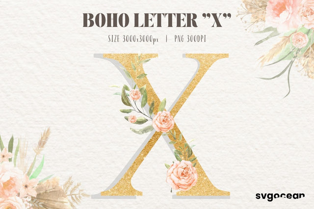 Boho Table Letter X Sublimation SvgOcean 
