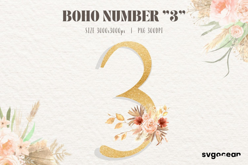 Boho Table Number 3 Sublimation SvgOcean 