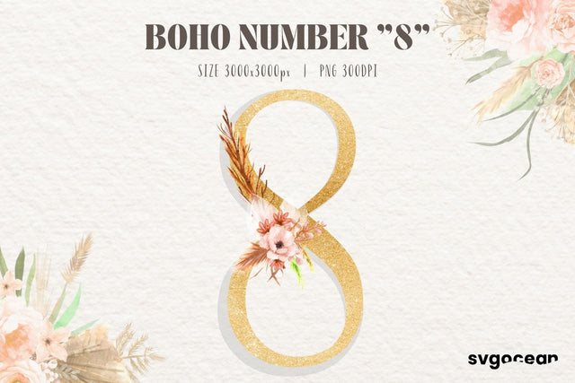 Boho Table Number 8 Sublimation SvgOcean 
