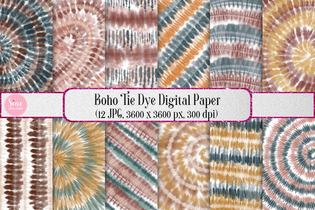 Boho Tie Dye Digital Paper Backgrounds Pack Digital Pattern SineDigitalDesign 