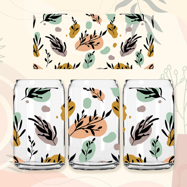 Boho Tropical 16 oz Libbey Glass Can Tumbler Sublimation Design - Design Digital Download PNG Sublimation PrintingLife 