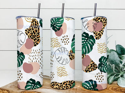 Boho Tropical Design, Tropical Leaves Tumbler PNG, Tropical Leaves 20oz Skinny Tumbler Sublimation Designs Sublimation iStyleDesign 