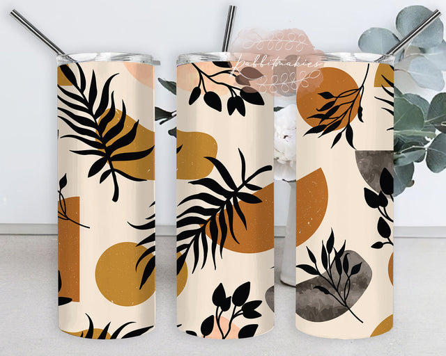 Boho Tropical Leaves Full Tumbler Wrap, Tropical Leaves Geometric 20oz Skinny Tumbler, Boho Tumbler Png, Tropical Leaves Sublimation Design, Digital Download Sublimation Rabbitmakies 