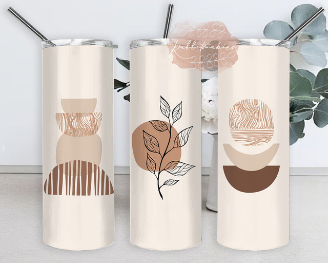 Boho Tumbler Design Png, Abstract Leaves 20oz Skinny Tumbler, Boho Abstract Tumbler Template, Abstract Leaves Sublimation Design for Straight, Instant Download Sublimation Rabbitmakies 