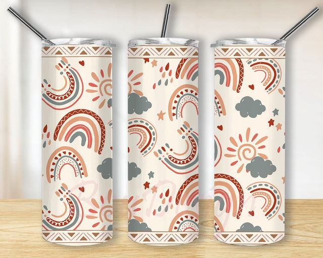 Boho Tumbler PNG, 20oz Skinny Straight & Tapered, Template for Sublimation, Full Tumbler Wrap, Digital Download Sublimation BouDesign 