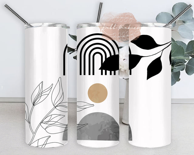 Boho Tumbler Png, Abstract Rainbow Sun 20oz Skinny Tumbler, Boho Leaves Design Tumbler, Boho Sublimation Design, Digital Download Sublimation Rabbitmakies 