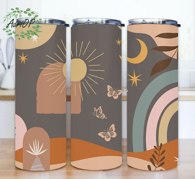 Boho Tumbler PNG, Sun and Rainbow Tumbler Wrap, Boho Tumbler Sublimation, Boho Tumbler Wrap Digital Download, Boho Wrap Tumbler for Straight Tumbler PNG Sublimation AdriOP 