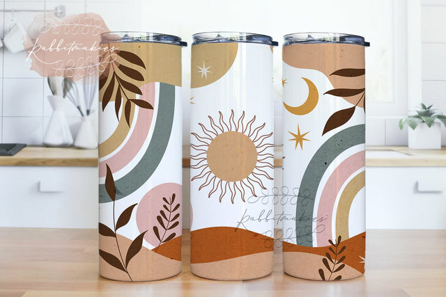 Boho tumbler,bohemian watercolor floral tumbler, 20oz Skinny Tumbler Sublimation Designs Tumbler PNG Sublimation Rabbitmakies 