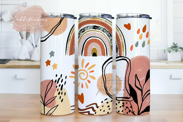 Boho tumbler,bohemian watercolor floral tumbler, 20oz Skinny Tumbler Sublimation Designs Tumbler PNG Sublimation Rabbitmakies 
