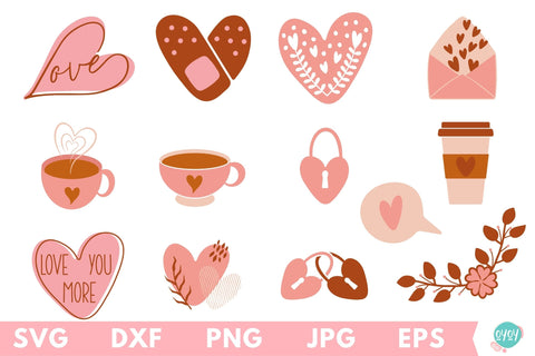 Boho Valentine's Day SVG Bundle, Valentines Sublimation png SVG OyoyStudioDigitals 