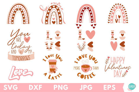 Boho Valentine's Day SVG Bundle, Valentines Sublimation png SVG OyoyStudioDigitals 