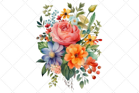 Boho Watercolor Flowers Clipart Bundle, Sublimation, Boho Watercolor Flowers Sublimation FloridPrintables 