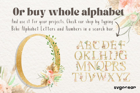 Boho Watercolor Letter O Sublimation SvgOcean 