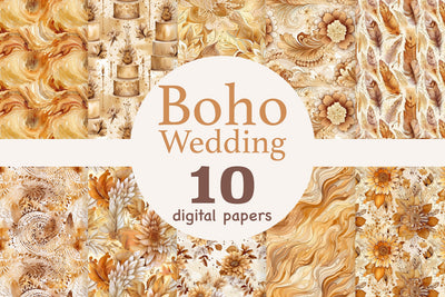 Boho Wedding Digital Paper | Flowers Printable Paper Set Digital Pattern GlamArtZhanna 