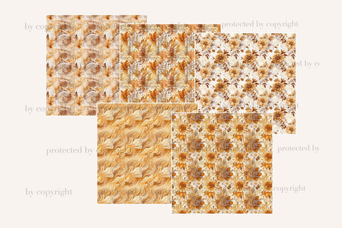 Boho Wedding Digital Paper | Flowers Printable Paper Set Digital Pattern GlamArtZhanna 