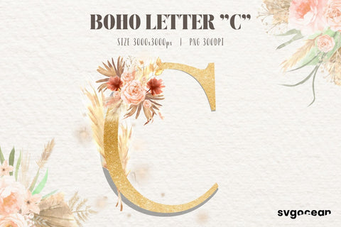 Boho Wedding Letter C Sublimation SvgOcean 