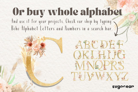 Boho Wedding Letter C Sublimation SvgOcean 