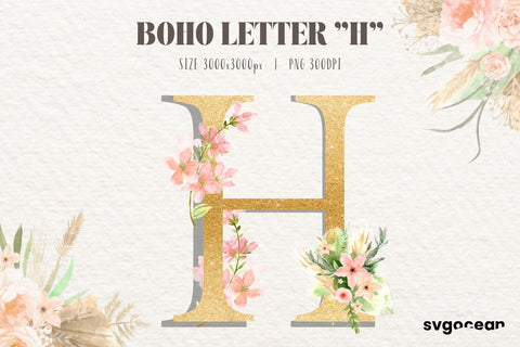 Boho Wedding Letter H Sublimation SvgOcean 
