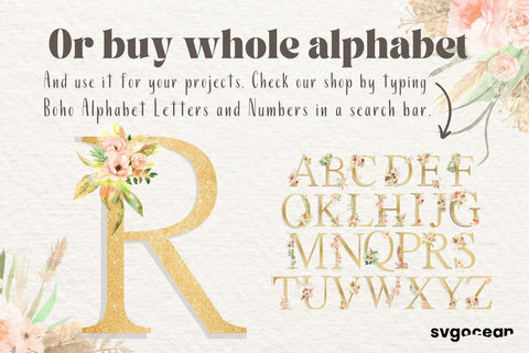 Boho Wedding Letter R Sublimation SvgOcean 